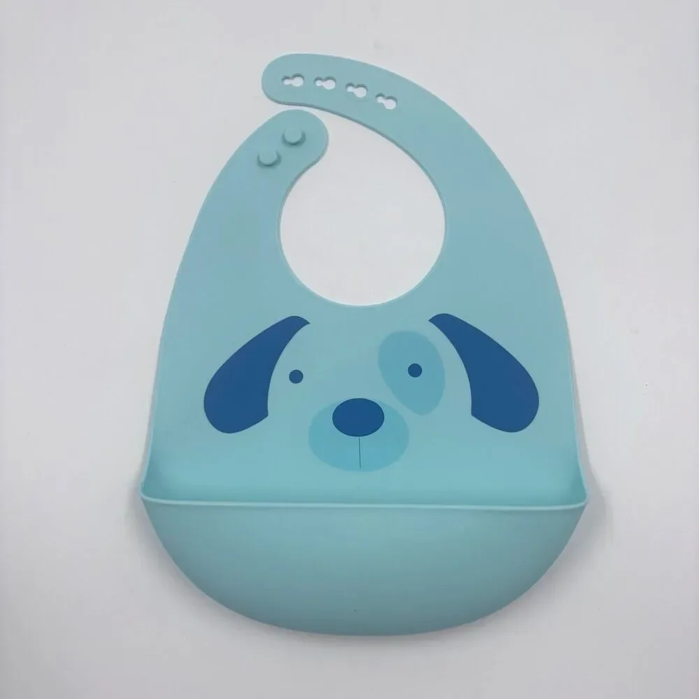 Cloud Island Silicone Baby Bibs Set Dark Blue Whale & Light Blue Dog Face